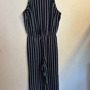 Ci Sono Navy and White Striped Jumpsuit